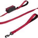 red leash with poop bag