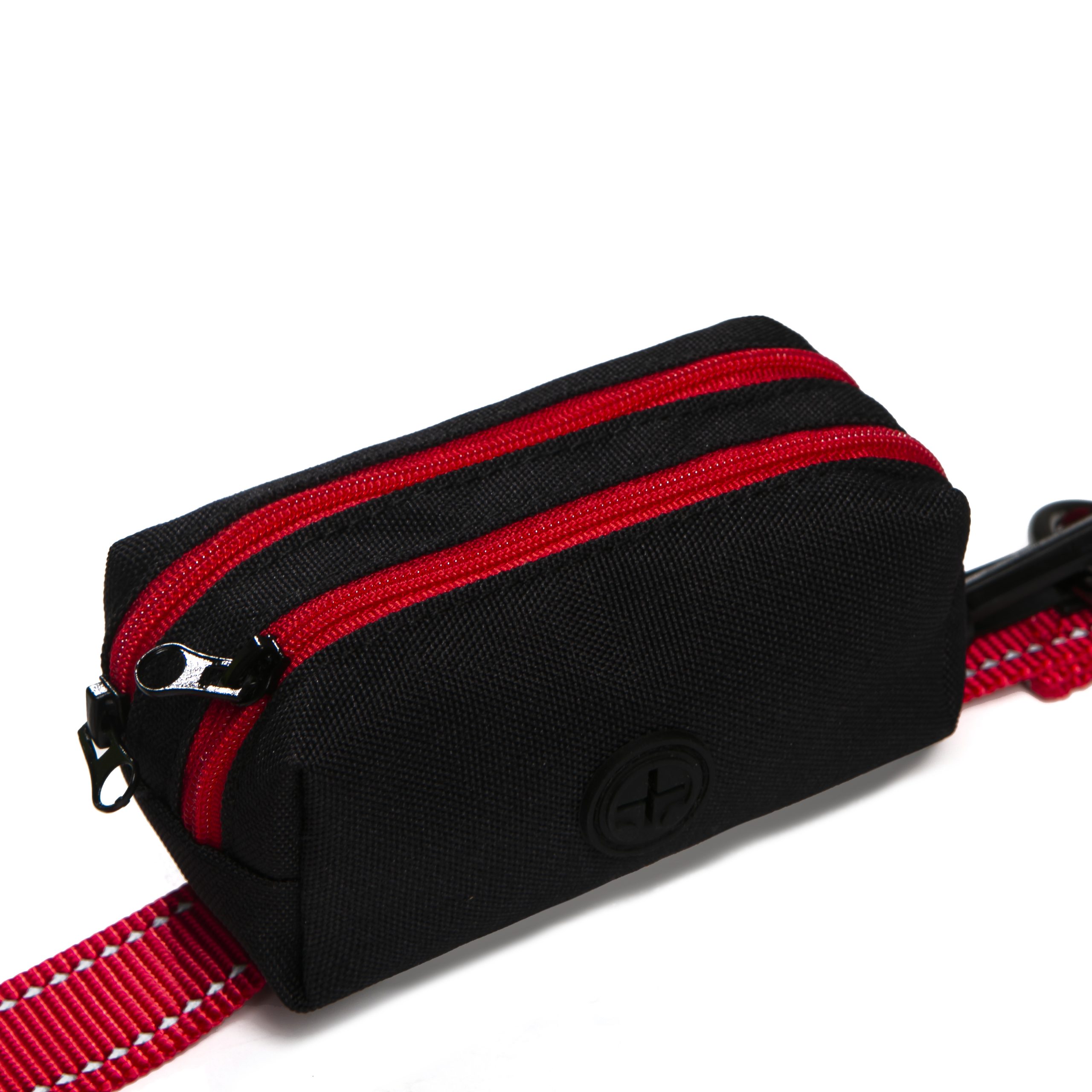red leash with poop bag